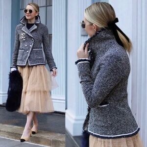 Veronica Beard Carroll Bounce Portrait Fringe Tweed Blazer Size 0/XS